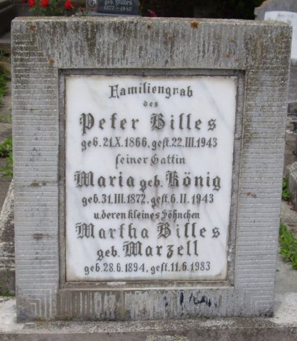 Billes Peter 1866-1943 Koenig Maria 1872-1943 Grabstein